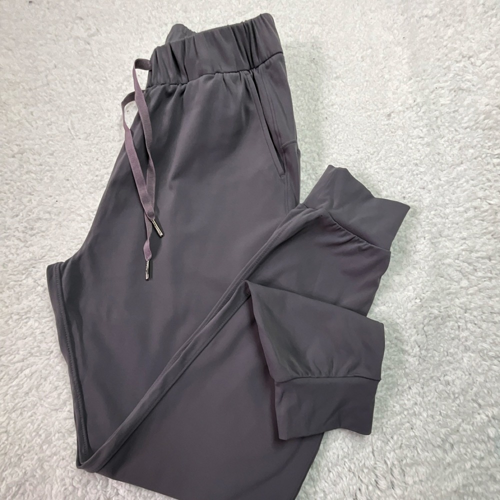 Ajisai Gray Jogger Pants Women's S Elastic Waist Drawstring Nylon Spandex